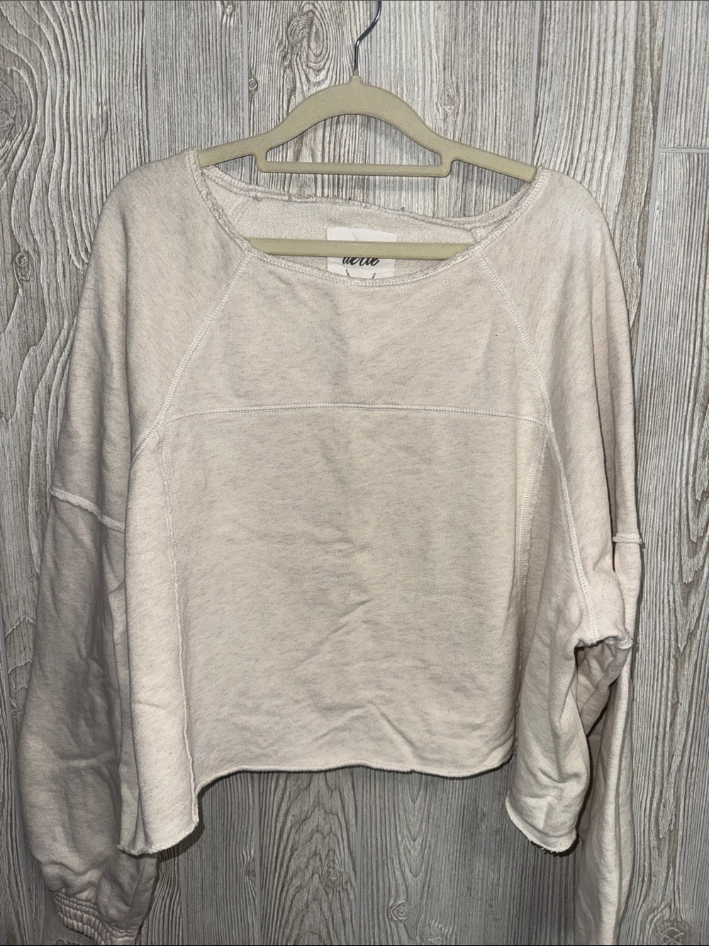 aerie Cream Cropped Raglan Sweatshirt